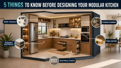 Modern modular kitchen with practical storage in an Indian apartment